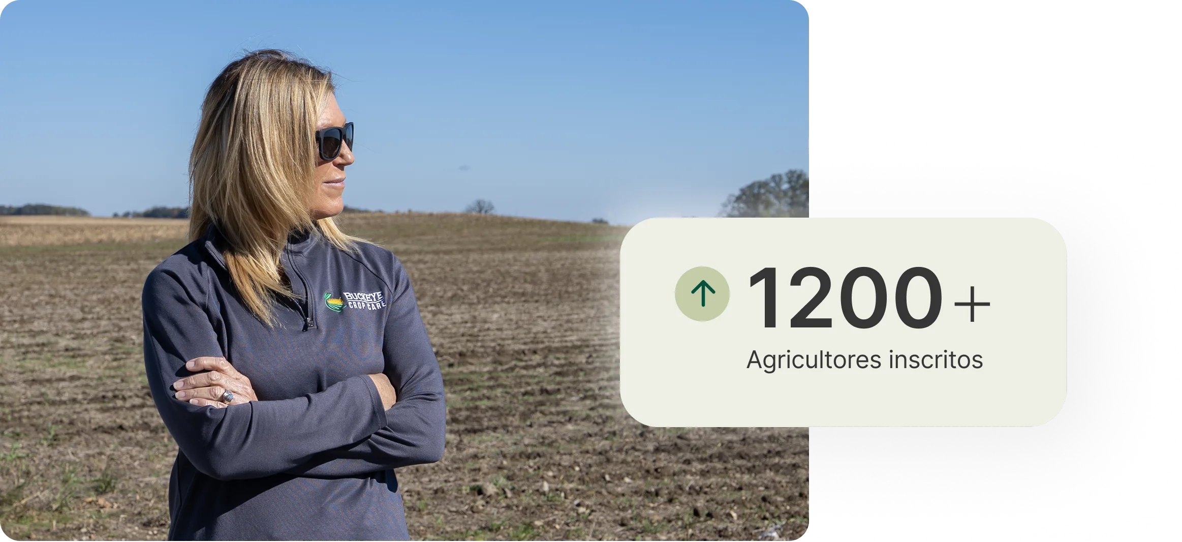 Agricultor no campo com mais de 1200 agricultores cadastrados (estatística).